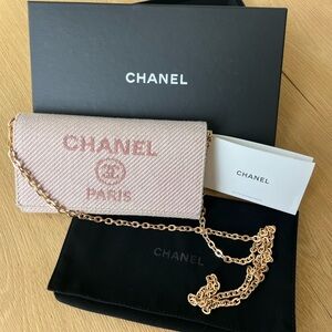 Chanel Deauville Flap Wallet – Pink Smoke | Box, Dust Bag + Chain Insert